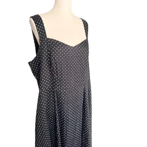 Torrid Black White Polka Dot Sweetheart Cutout Back Fit Flare Midi Dress Size 18 thumbnail 2