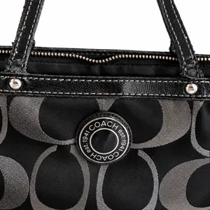 Coach Signature Black & Silver Jacquard Tote Bag – Style F20429 thumbnail 8