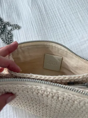 Zara Cream Crochet Crossbody with Silver Chain thumbnail 3