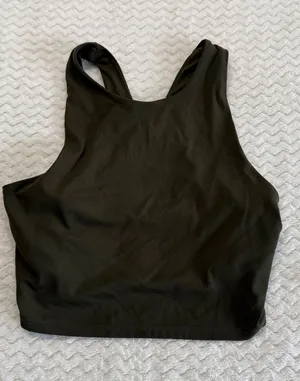 Quince Ultra-Soft High Neck Cropped Tank Top Dark Olive Green XS Activewear thumbnail 1