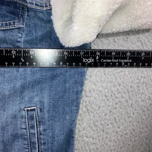 GBG Denim Jacket Sherpa Sleeve Womens S Trucker Blue Two Tone Cozy Cabin Fall thumbnail 4
