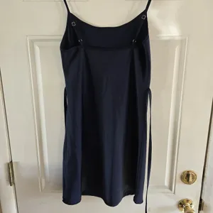 Brandy Melville Navy Slip Dress Spaghetti Strap Back Tie Womens S Cottage Silky thumbnail 6