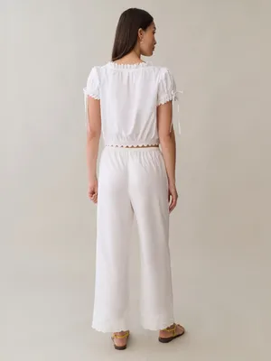 NWT Few Moda Wendy Cotton Top size XS white eyelet lace Sorella crop thumbnail 4