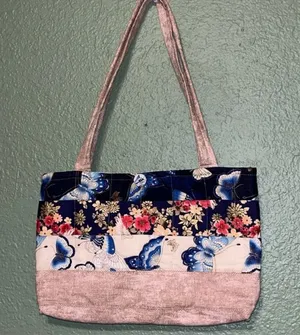 Vintage Quilted butterfly tote bag purse thumbnail 1