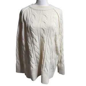 Aerie unREAL Cable Knit Sweater XS Oversized Cream Cozy thumbnail 2