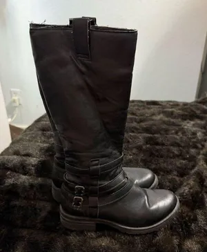 BORN Womens Black Leather Riding Boots 8 equestrian tall over knee thumbnail 1