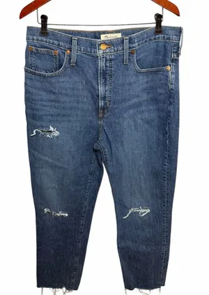 Madewell The Perfect Vintage Jean Women’s Blue Crop Ripped Size 31 thumbnail 1