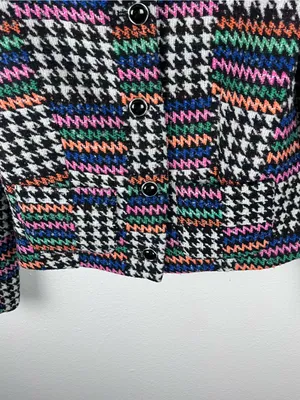 AMANDA UPRICHARD Tweed Multicolored Button Lined Patches Blazer Size Small Chic thumbnail 11