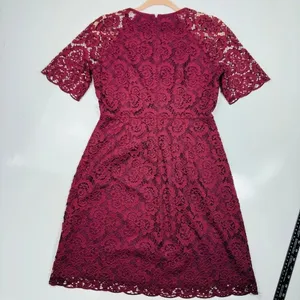 Madewell Lace Magnolia Shift Mini‎ Dress Burgundy Size 4 thumbnail 10