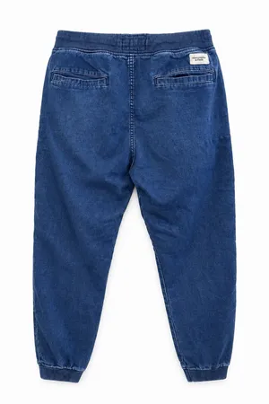 Abercrombie & Fitch Womens M Denim Jogger Jeans Blue Drawstring Stretch thumbnail 3