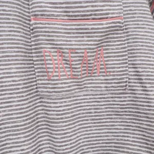 Rae Dunn Pajama Set Women's L Grey Striped Button-Down Excellent thumbnail 2