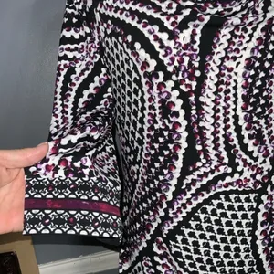 White House Black Market Purple & Black 3/4 Sleeve Drape Neck Stretchy Tunic M thumbnail 6