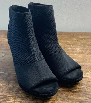 EILEEN FISHER Margate Peep Toe Bootie In Midnight‎ Stretch Fabric thumbnail 1