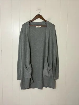 UGG Lauren Cardigan Womens L Gray Longline Open Front Cozy Sweater thumbnail 2