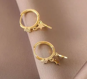 13mm Star Gold Hoop Earrings for Women thumbnail 4