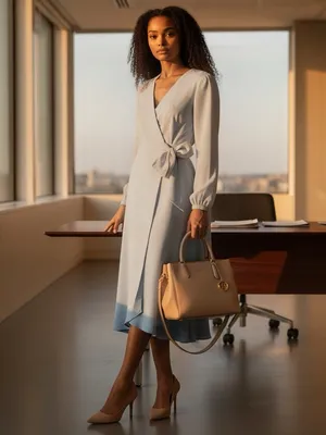 J.Crew Women’s 00 Light Blue Wrap Dress Long Sleeve Tie Waist Cocktail Mini XXS thumbnail 4