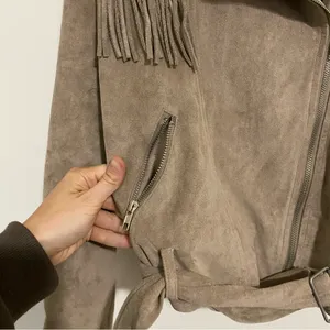 Moon River Faux Suede Fringe Moto Jacket size Small thumbnail 6