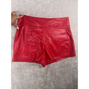 Alice + Olivia Red Vegan Leather Shorts Red SIZE 10 thumbnail 2