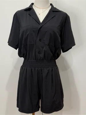 Vuori Villa Romper Small Black Short Sleeve Utility Athleisure Outdoors Lounge thumbnail 6