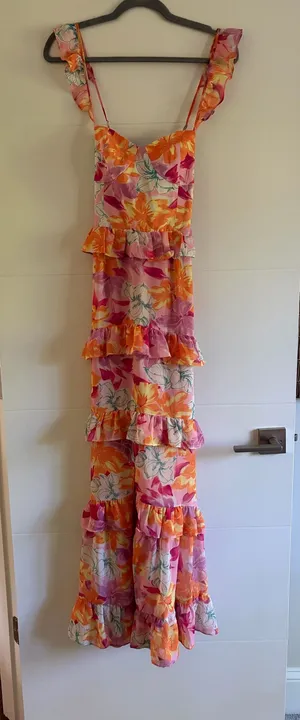 WAYF Hibiscus Floral Ruffle Maxi Dress thumbnail 1