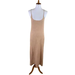 Onia Tan Open Knit Crochet Maxi Slip Sweater Dress Beach Resort Coastal Small thumbnail 2