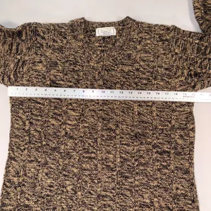 Vintage Jennifer Moore Marled Cable Knit V-Neck Sweater Brown Black Small thumbnail 5
