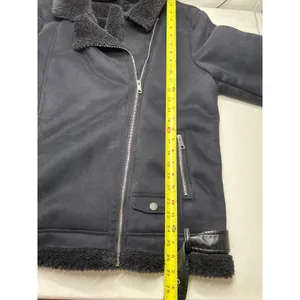 Max Edition Women's Faux Shearling Moto Oversized Biker coat in black. Size L thumbnail 5