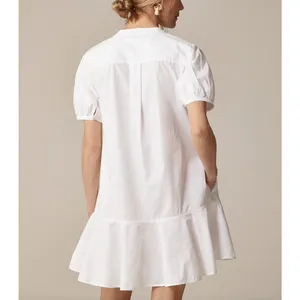 J.Crew Tall Delilah Dress Cotton Poplin Puff Sleeve Minimalist White Medium NWT thumbnail 2