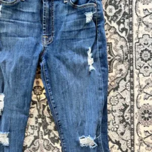 7 For All Mankind The Skinny Distressed 32 Med Wash Destroyed Stretch Jeans thumbnail 3