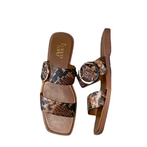 NEW Franco Sarto Merris Slip On Sandals Snake Print Leather thumbnail 7