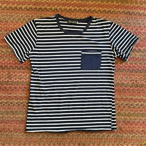 Navy Blue & White Stretch Pocket Tee thumbnail 1