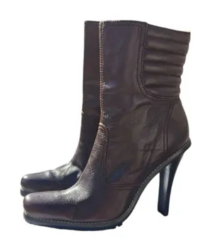 Steve Madden Vintage Brown Leather Heeled Booties Sz 7.5M thumbnail 1