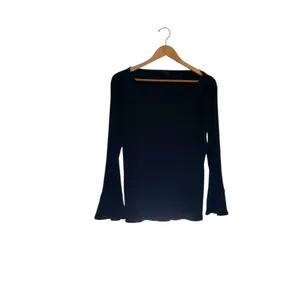 J. CREW Black Trumpet Bell Cuff Boat Neck Ribbed Knit Shirt Top - Size Large thumbnail 3