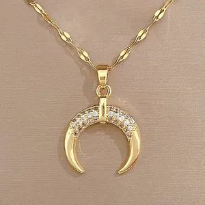 Boutique NEW Crescent Moon Pendant Necklace | 14k Gold Over‎ Sterling thumbnail 4