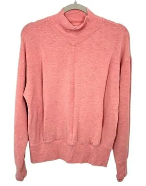 Athleta Pink Mockneck Sweater Cozy Soft Modal Thumbholes‎ Athleisure Loungewear thumbnail 1