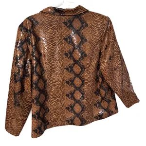 Selene Sport Snake Print Faux Leather Jacket Women’s 2X Y2K Brown Zip Up Coat thumbnail 4