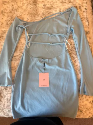 Hello Molly Velvet Moons Mini Dress Light Blue - M thumbnail 4