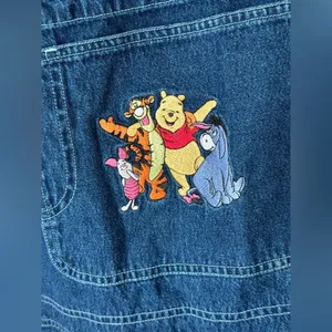 Vintage Disney winnie the pooh overalls embroidered plus denim friends shorts thumbnail 2
