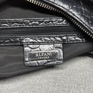 Alfani Black Croc Embossed Leather Shoulder Bag Greenwich Hobo‎ Purse thumbnail 7