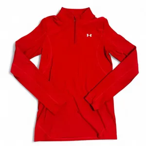Womens Red Under Armour Athletic Sporty Quarter Zip Small thumbnail 1