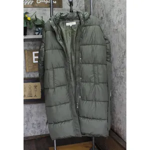 Sebby Collection Womens Long Belted Puffer Coat with Hood Jacket Olive Green S thumbnail 3