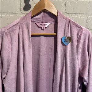 Juicy Couture robe Pink Long Cardigan with Pockets velvet velour purple small medium NEW thumbnail 2