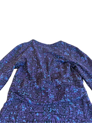 Patagonia Purple Blue Paisley Floral Dress Long Sleeve V Neck Fit Medium Women's thumbnail 9