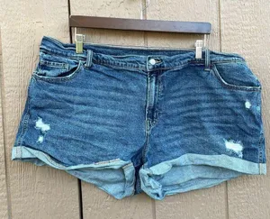Old Navy Womens Shorts Blue Jean Denim Mid Rise Boyfriend Distress Plus Size 22 thumbnail 1