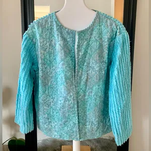 Quilted Chenille Blue Jacket Size M thumbnail 1