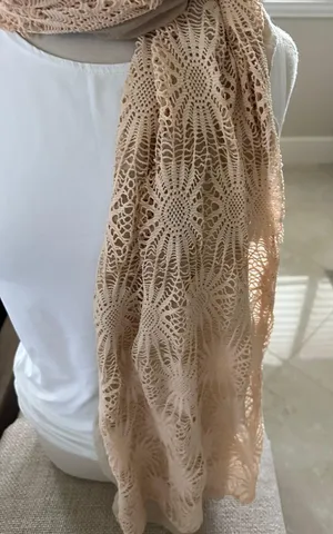 Crochet Scarf Tan thumbnail 2