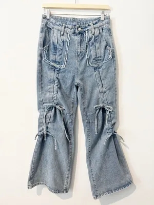 Aelfric Eden Cinched Bow Jeans Size 30 Baggy Wide Leg Streetwear Cyber Grunge thumbnail 3