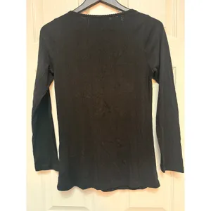 Hatch Maternity Breastfeeding Henley Long Sleeve Shirt Black Pointelle Size 2 thumbnail 2