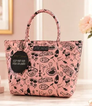 Betsey Johnson Pink Food Print Insulated Lunch Tote Bag Carryall NWT thumbnail 1