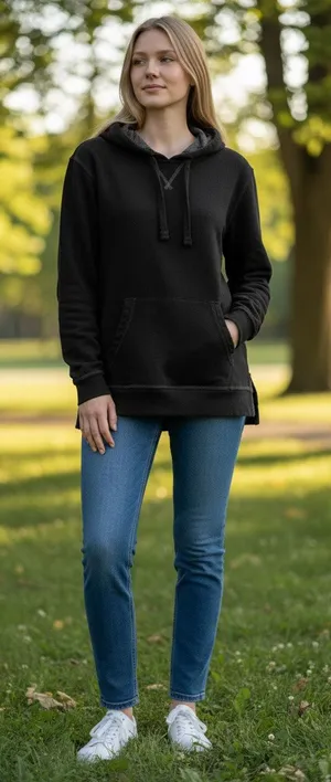 Abercrombie & Fitch Soft AF A&F Fleece Black Pullover Hoodie Top Womens Size XS thumbnail 1